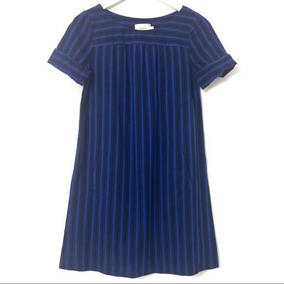 HD in Paris Cerulean Stripe Shift Dress Size: 00 - Picture 2 of 12